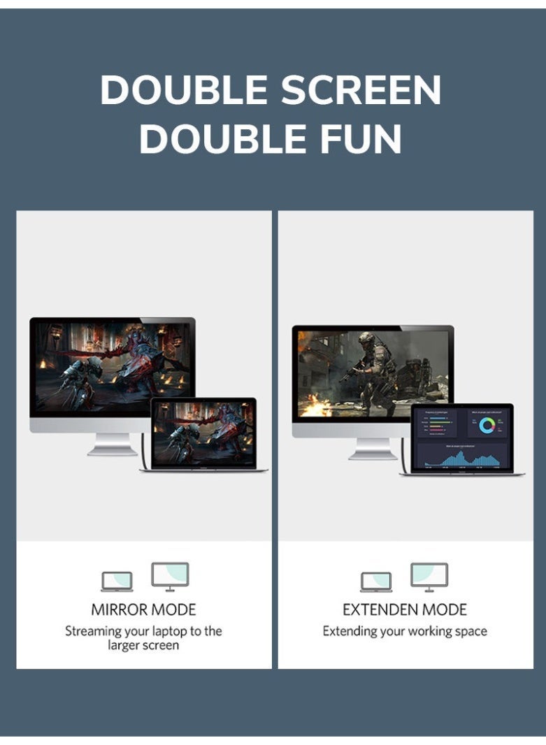 كابل تايم كابل محول من منفذ العرض إلى HDMI بدقة 4K ومعدل تحديث 30 هرتز، ذكر-ذكر، لتوصيل الكمبيوتر الشخصي والكمبيوتر المحمول بالشاشة والتلفزيون وجهاز العرض، يدعم نقل الصوت والفيديو عالي السرعة، سهل الاستخدام، موصلات مطلية بالذهب، أسود - Image 5
